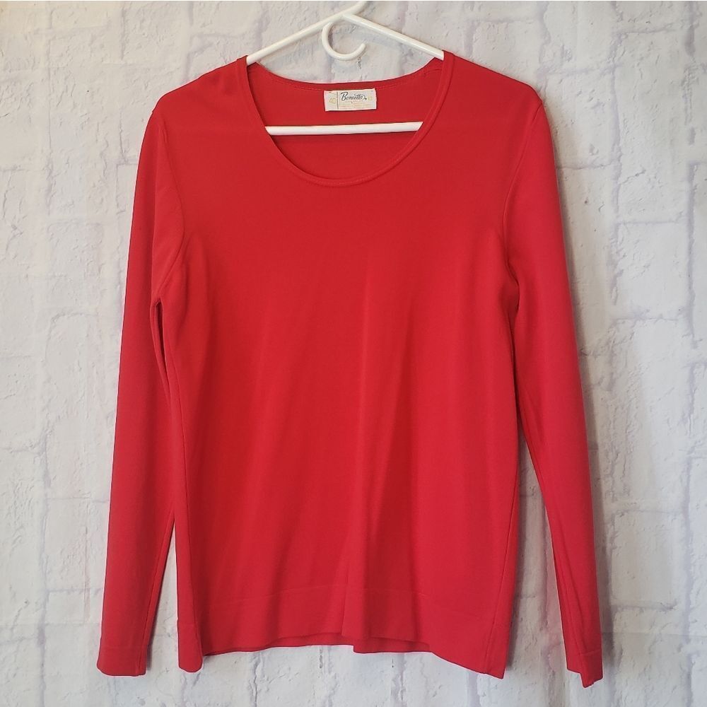 VINTAGE BONSETTA Nylon Long Sleeve Pullover Top EU 40 US 8